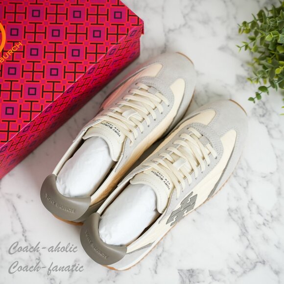 NIB Tory Burch Vintage Sneaker 2.0  Ivory/ Gray/Fantasma - Picture 1 of 11